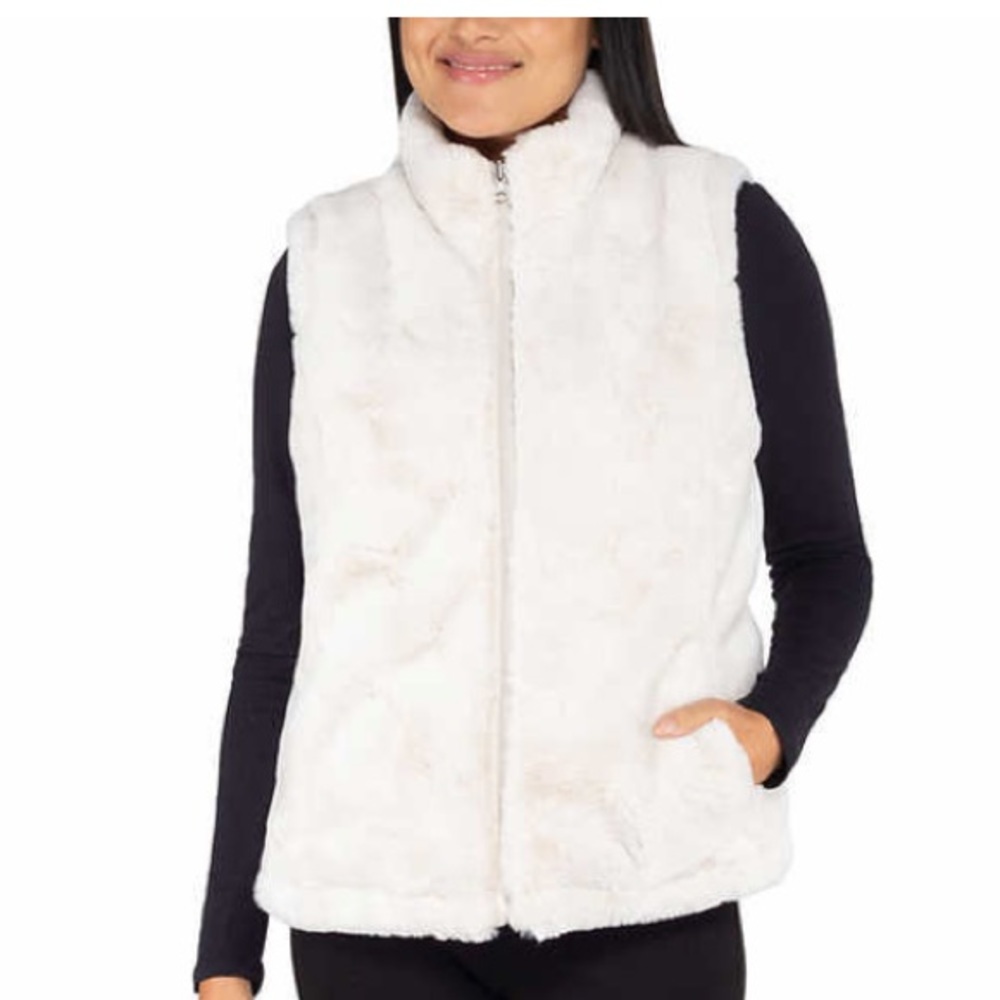 Reversible Faux Fur Vest Ivory - Picture 2 of 4